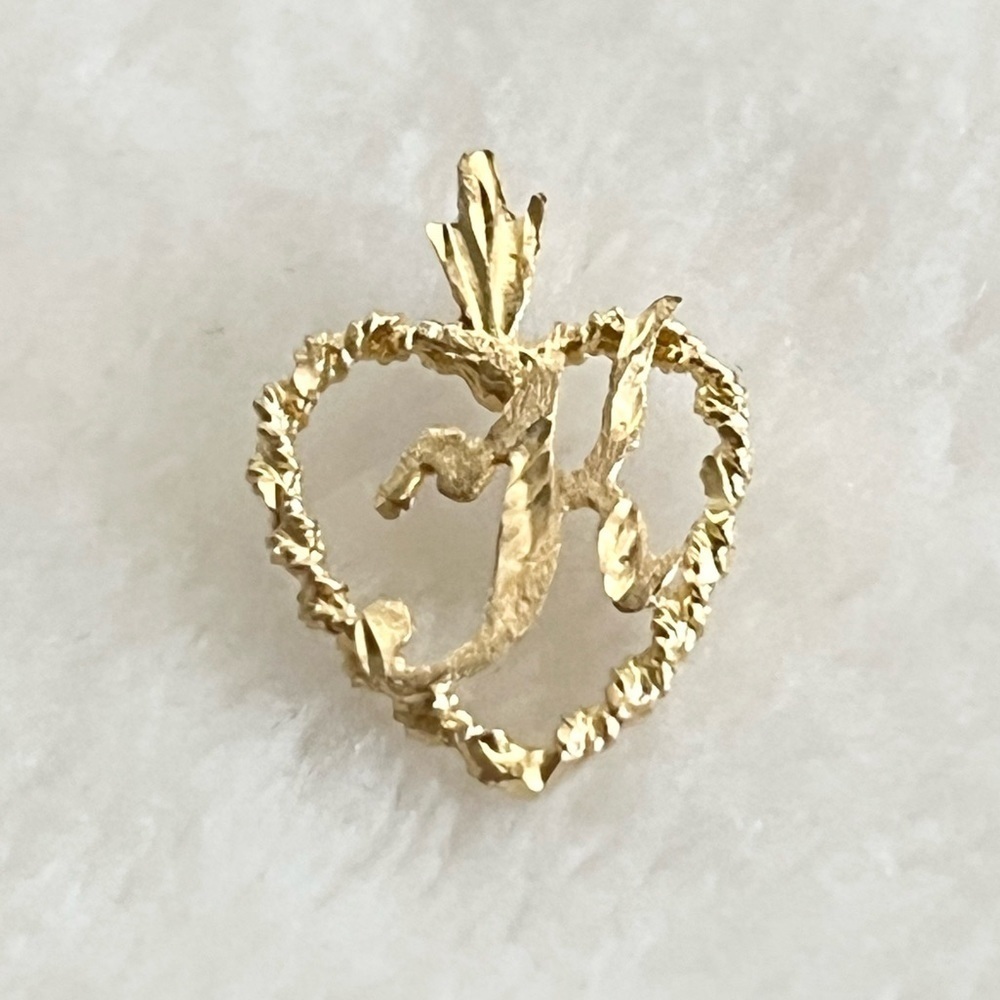 Arnold Jewelers Letter Initial K Heart Charm Pendant 14k Yellow Gold